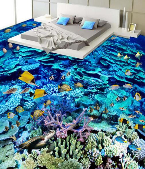 3D Bright Coral Sea Floor Mural Wallpaper AJ Wallpaper 2