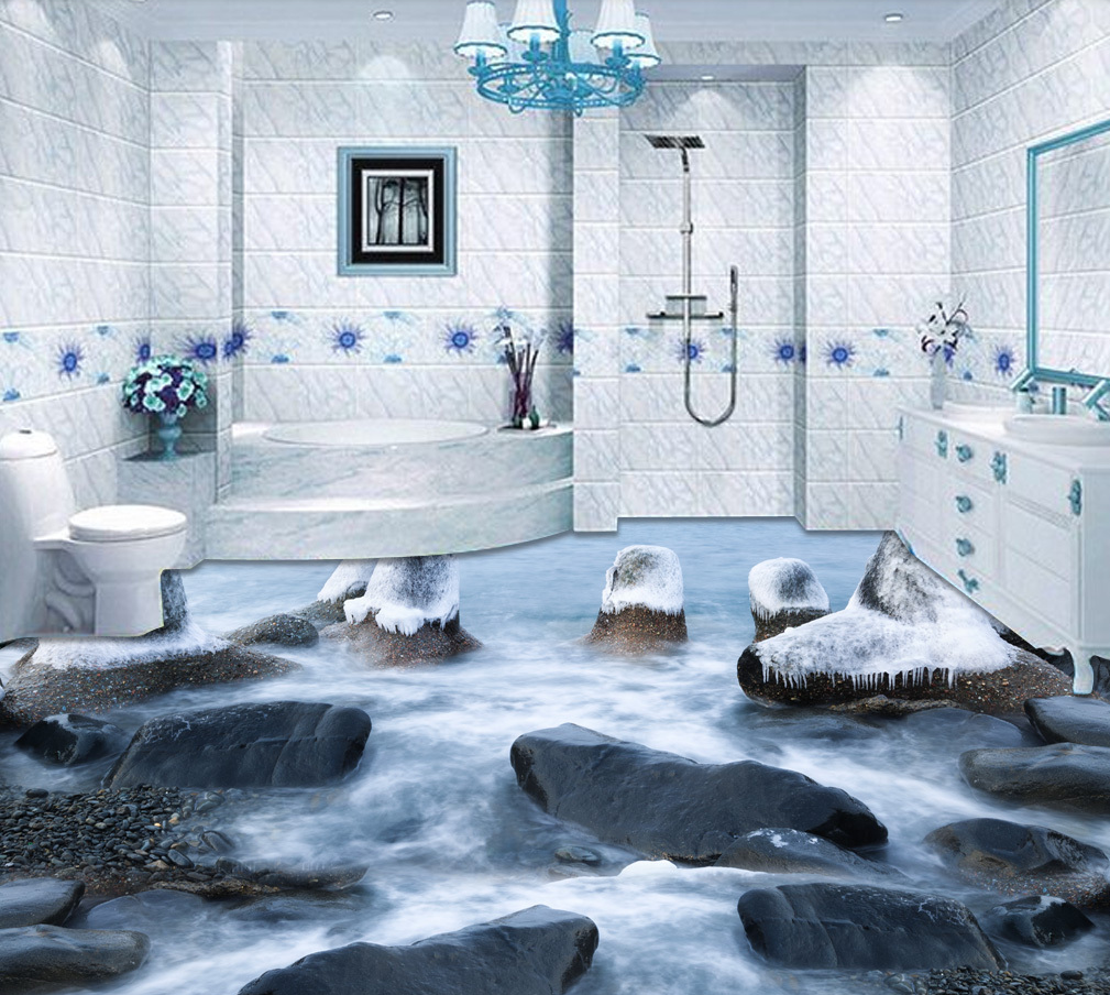 3D Frozen Stone 589 Floor Mural Wallpaper Murals Rug & Mat Print Epoxy waterproof bath floor