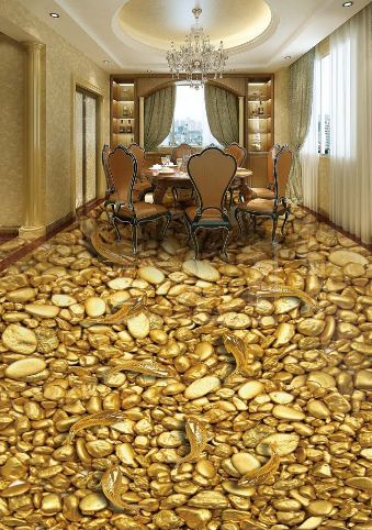 3D Golden River 078 Floor Mural Wallpaper AJ Wallpaper 2
