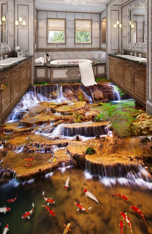 3D Stream And Lakes Floor Mural Wallpaper AJ Wallpaper 2