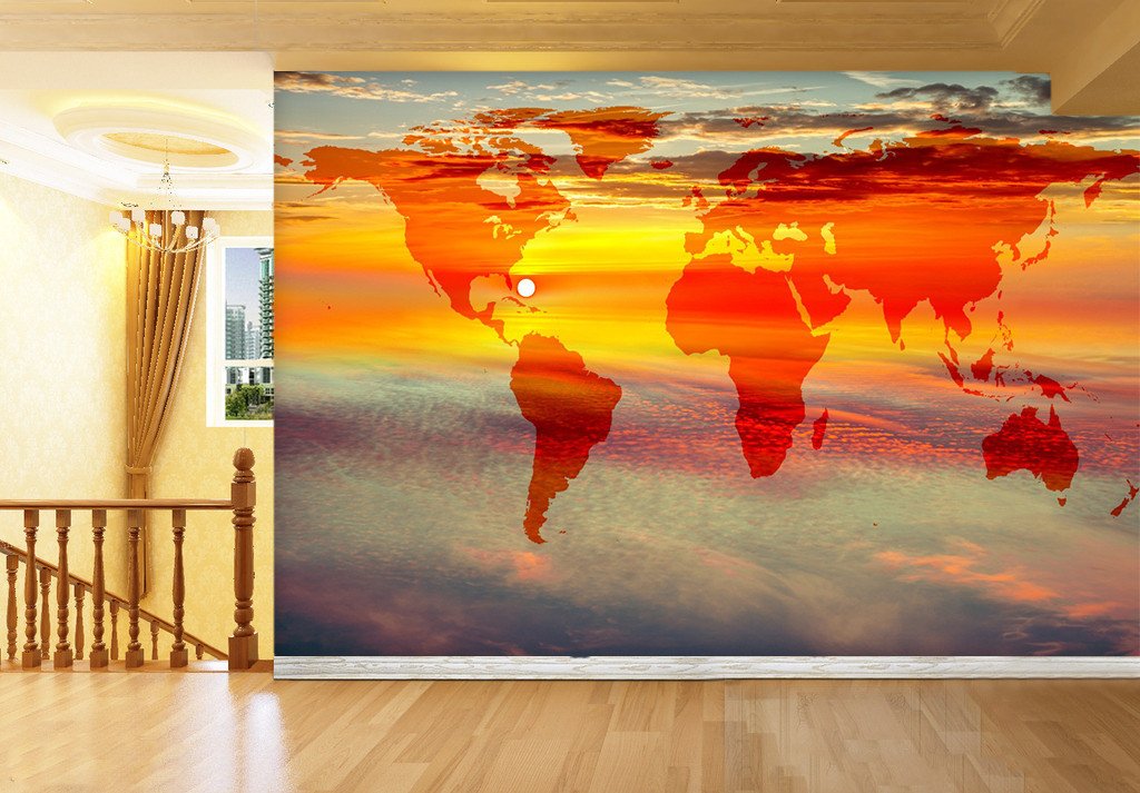 3D Sunset Glow Map 653 Wallpaper AJ Wallpaper