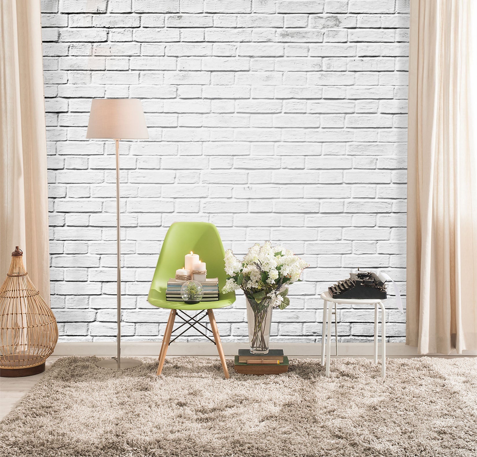 3D White Brick Wall 116 Wall Murals Wallpaper AJ Wallpaper 2