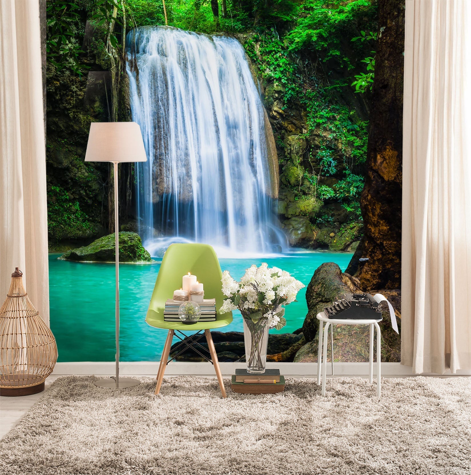 3D Forest Waterfall 127 Wall Murals Wallpaper AJ Wallpaper