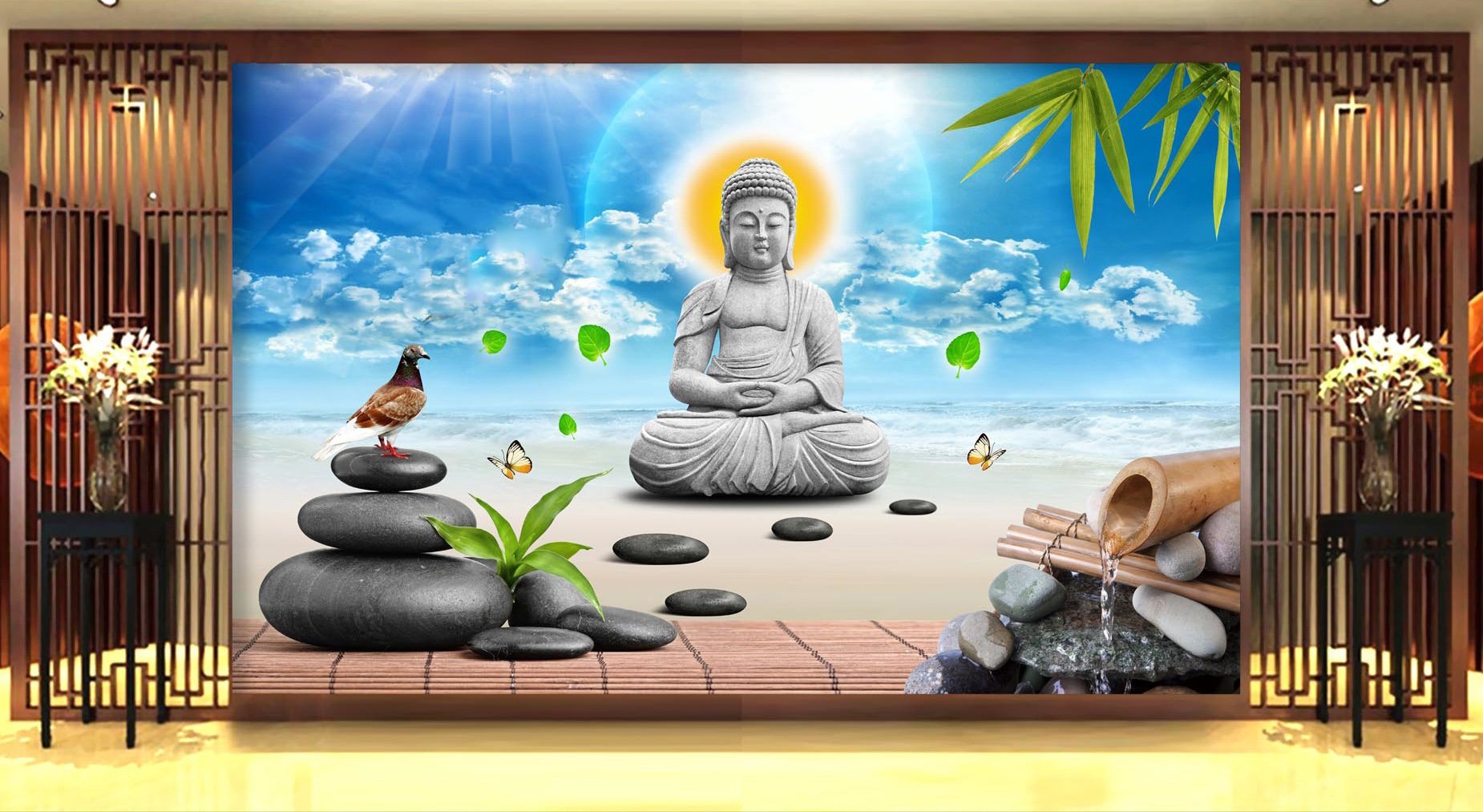 3D Stone Meditate 330 Wallpaper AJ Wallpaper
