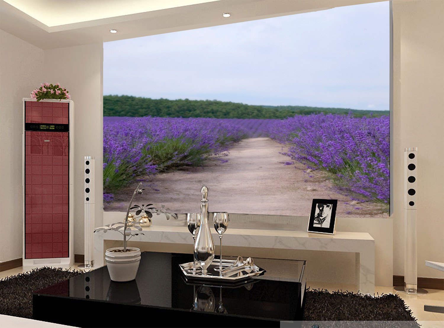 Flowers Field Road Wallpaper AJ Wallpaper