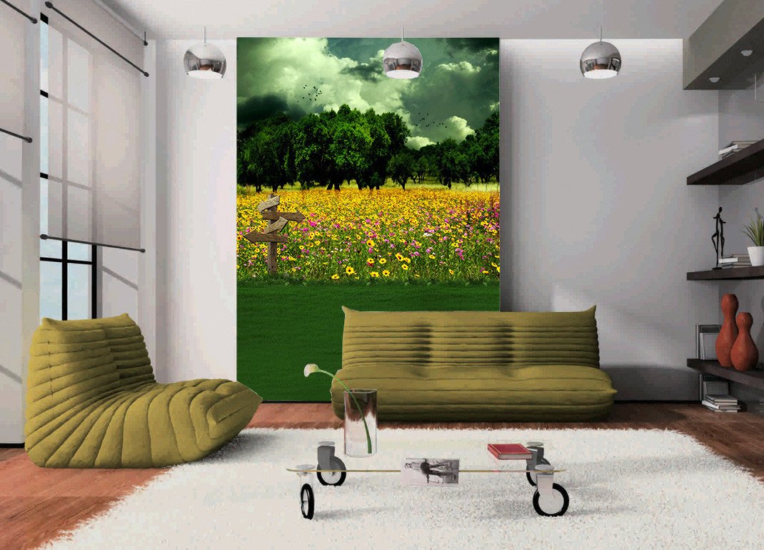 Bright Flowers Field Wallpaper AJ Wallpaper