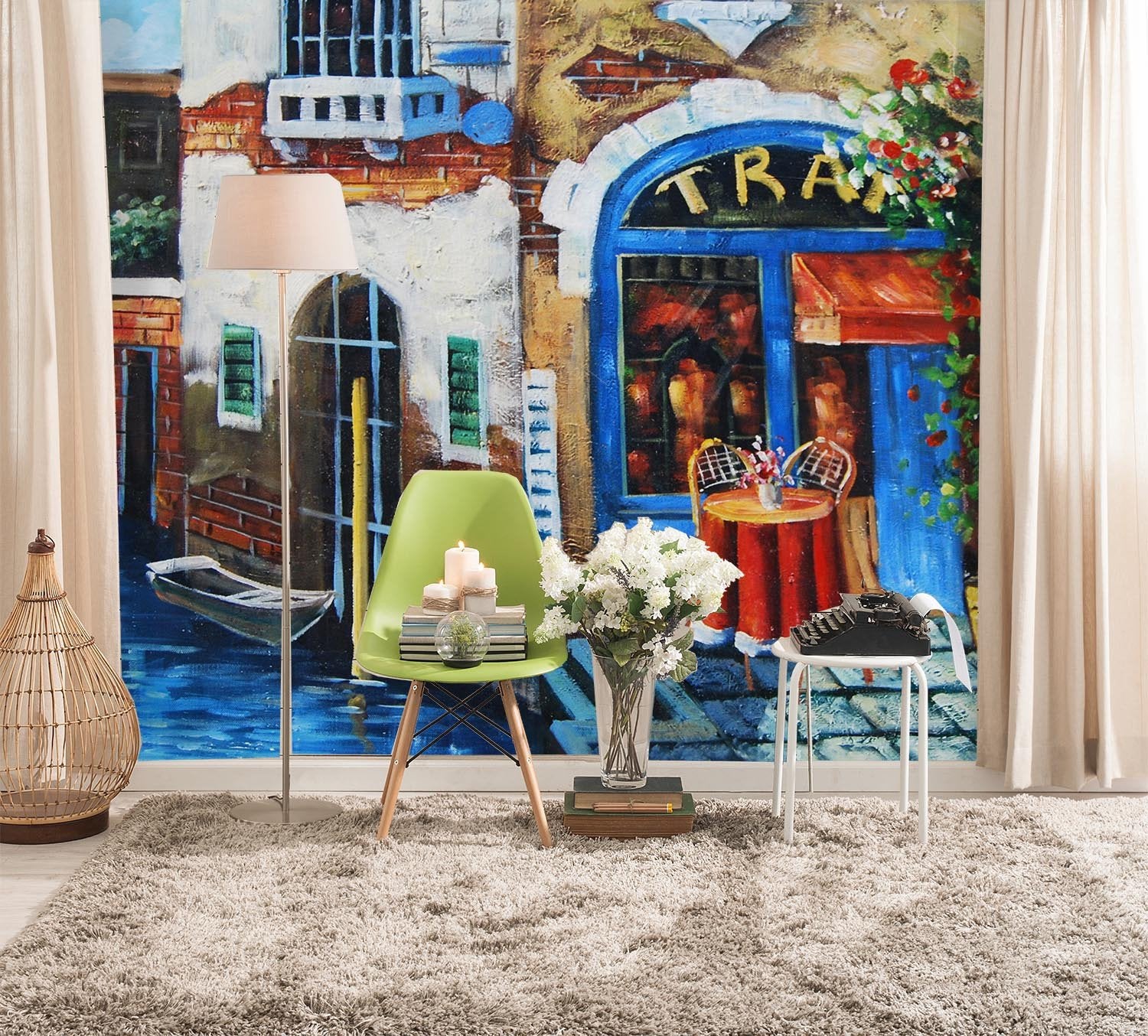 Restaurant Painting Wallpaper AJ Wallpaper