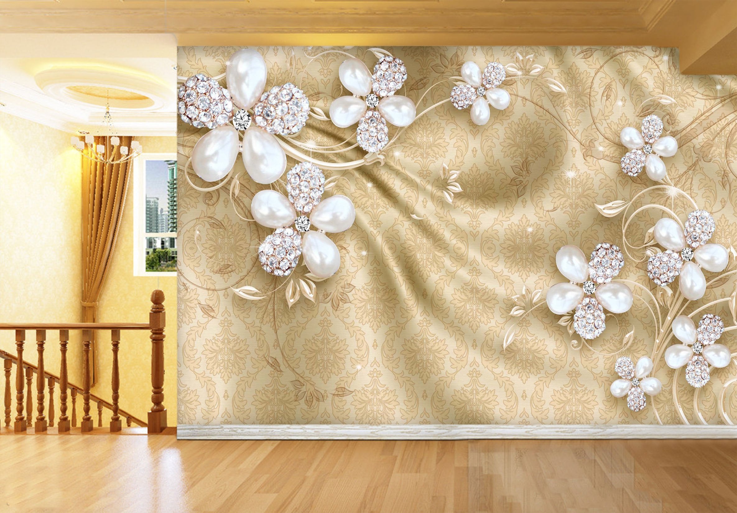 3D Pearl Diamond 760 Wallpaper AJ Wallpaper