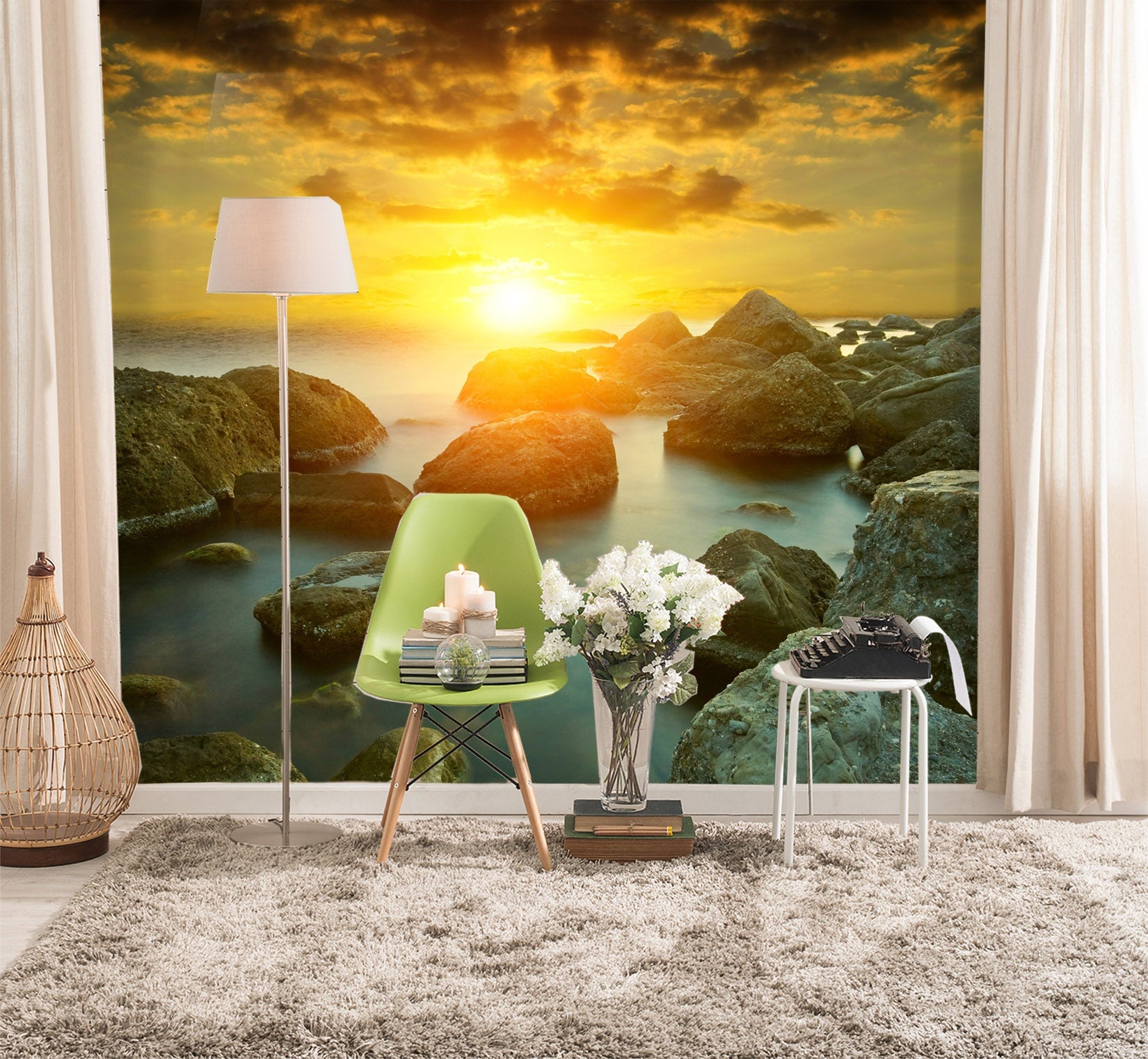 3D Sunset Ocean 108 Wall Murals Wallpaper AJ Wallpaper 2