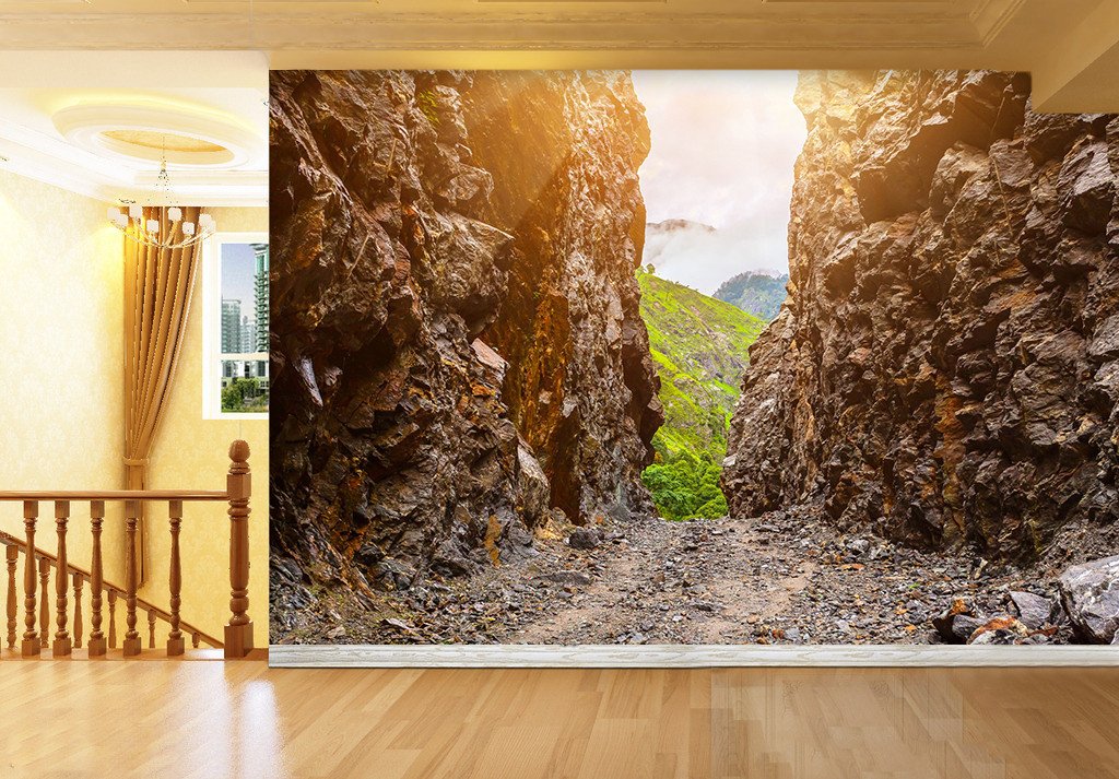 3D Rock Side Through Path 672 Wallpaper AJ Wallpaper 2