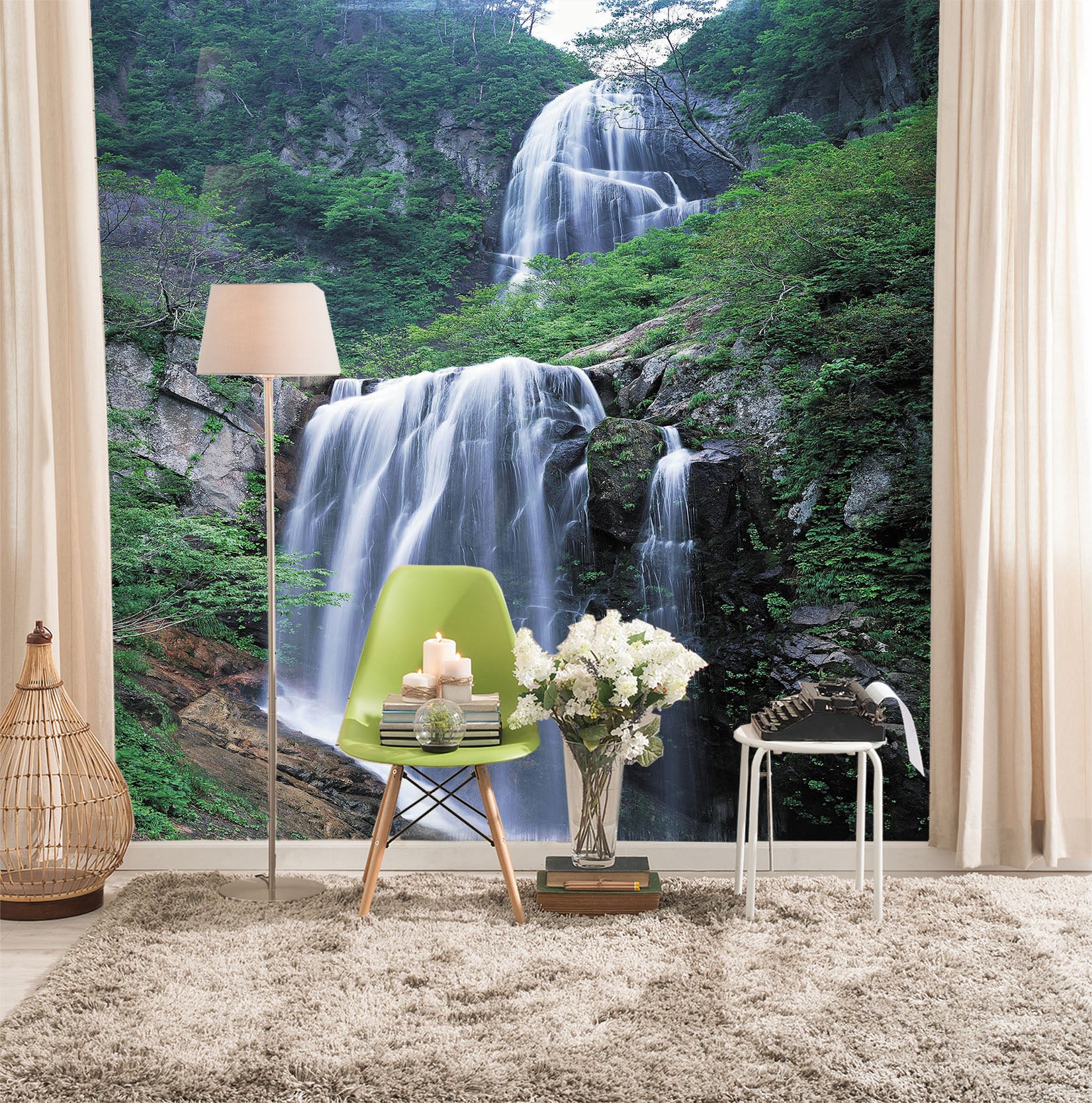 3D Waterfall Mountain 064 Wall Murals