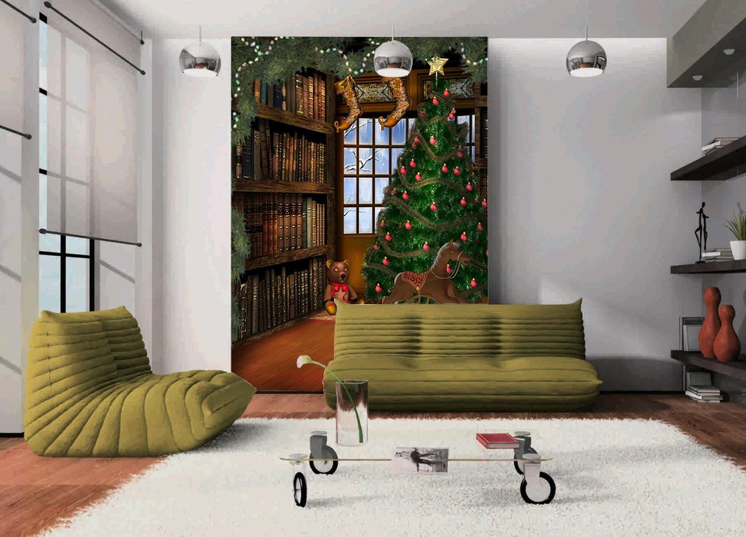 3D Bookshelf Christmas 196 Wallpaper AJ Wallpaper