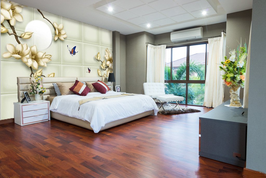 Peach Flower With Butterfly 272 Wallpaper AJ Wallpaper 1