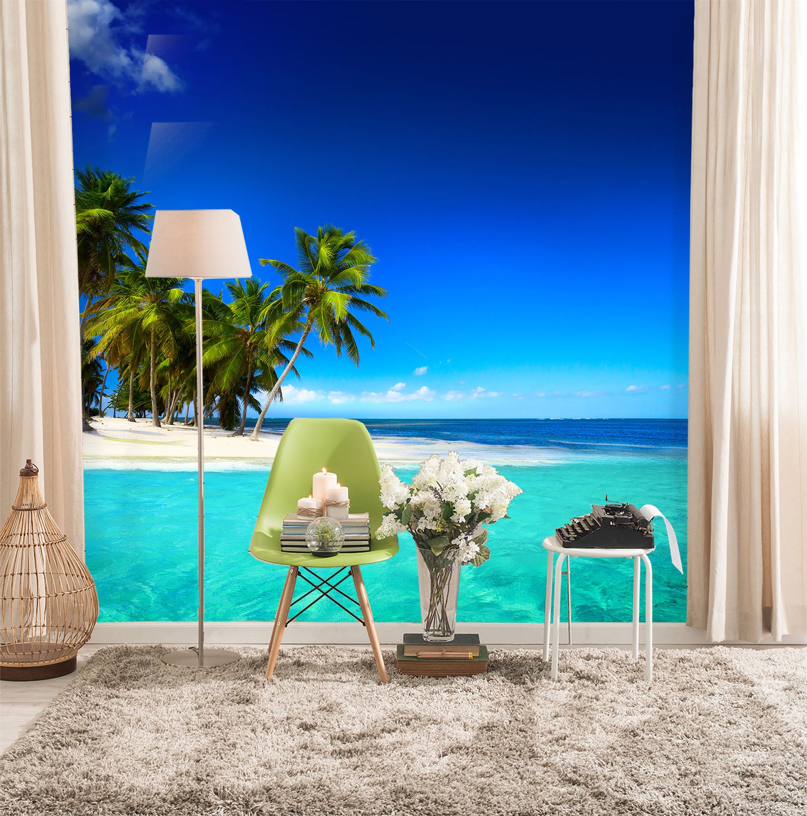 3D Sea Coconut Tree 061 Wall Murals
