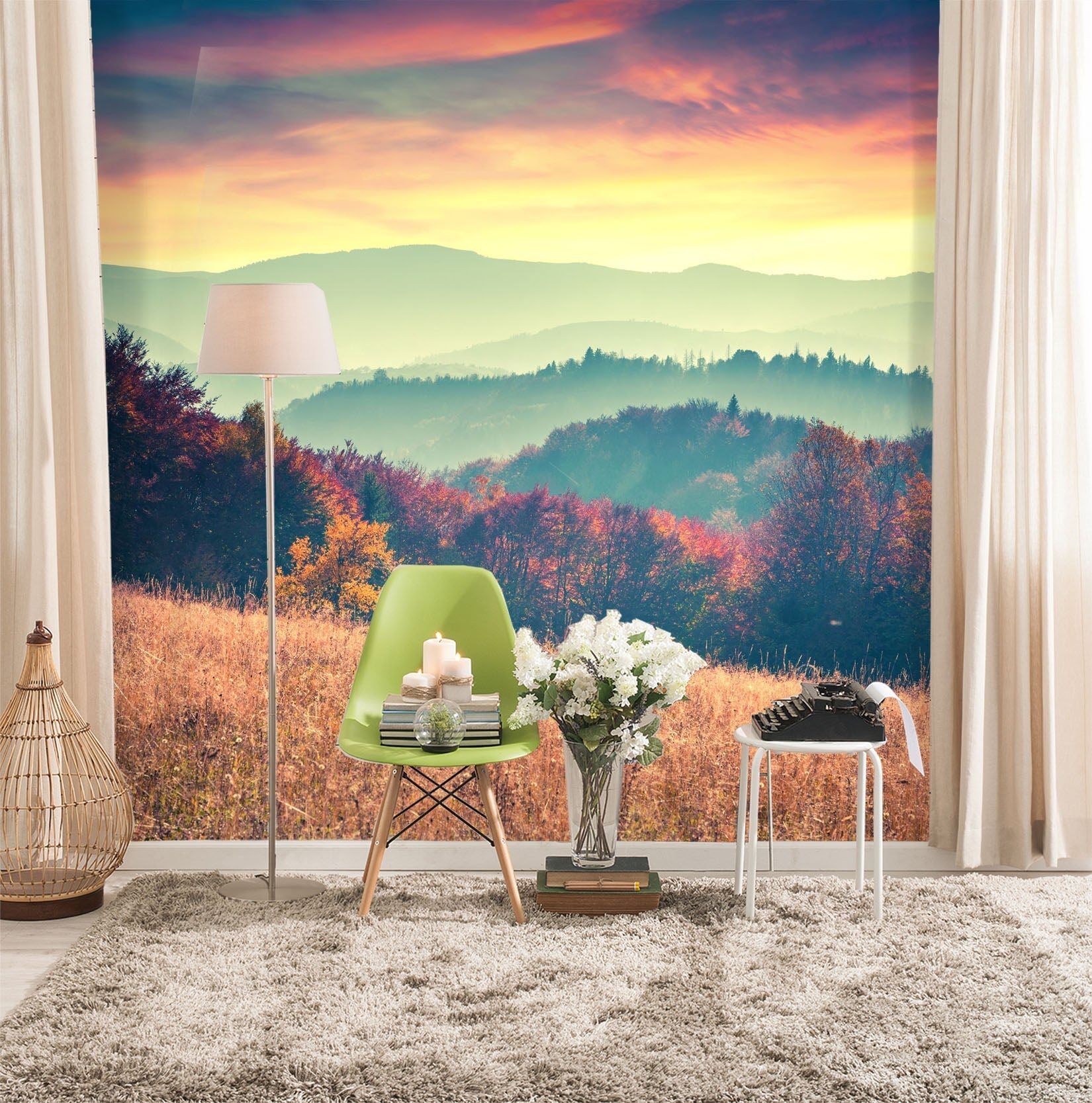 3D Sunset Field 108 Wall Murals Wallpaper AJ Wallpaper