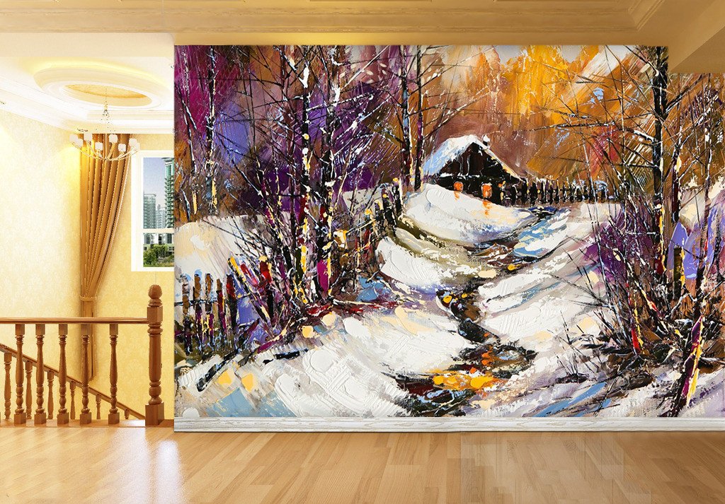 3D Snow Forest Hut 077 Wallpaper AJ Wallpaper