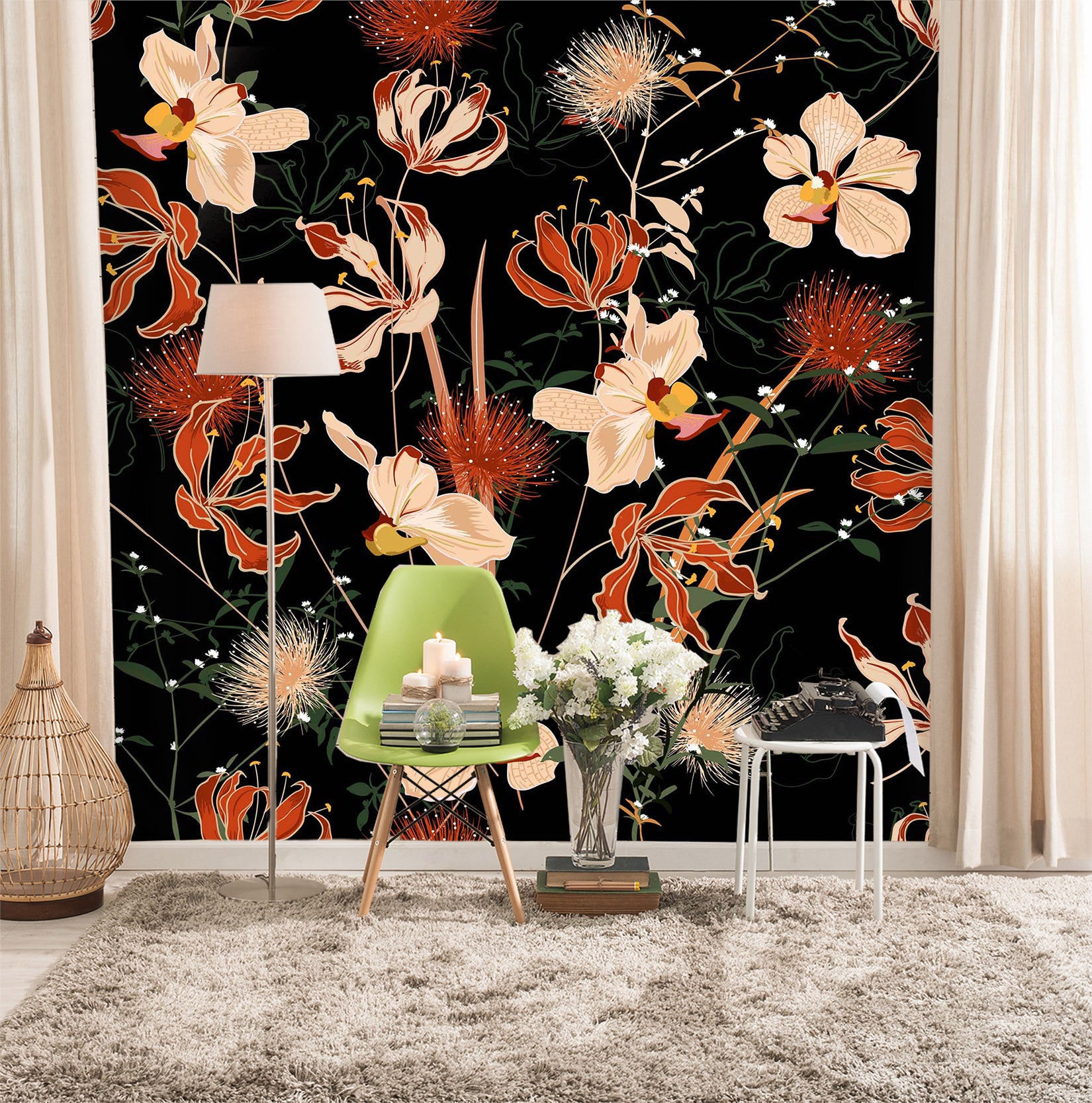 3D Graffiti Safflower 104 Wall Murals