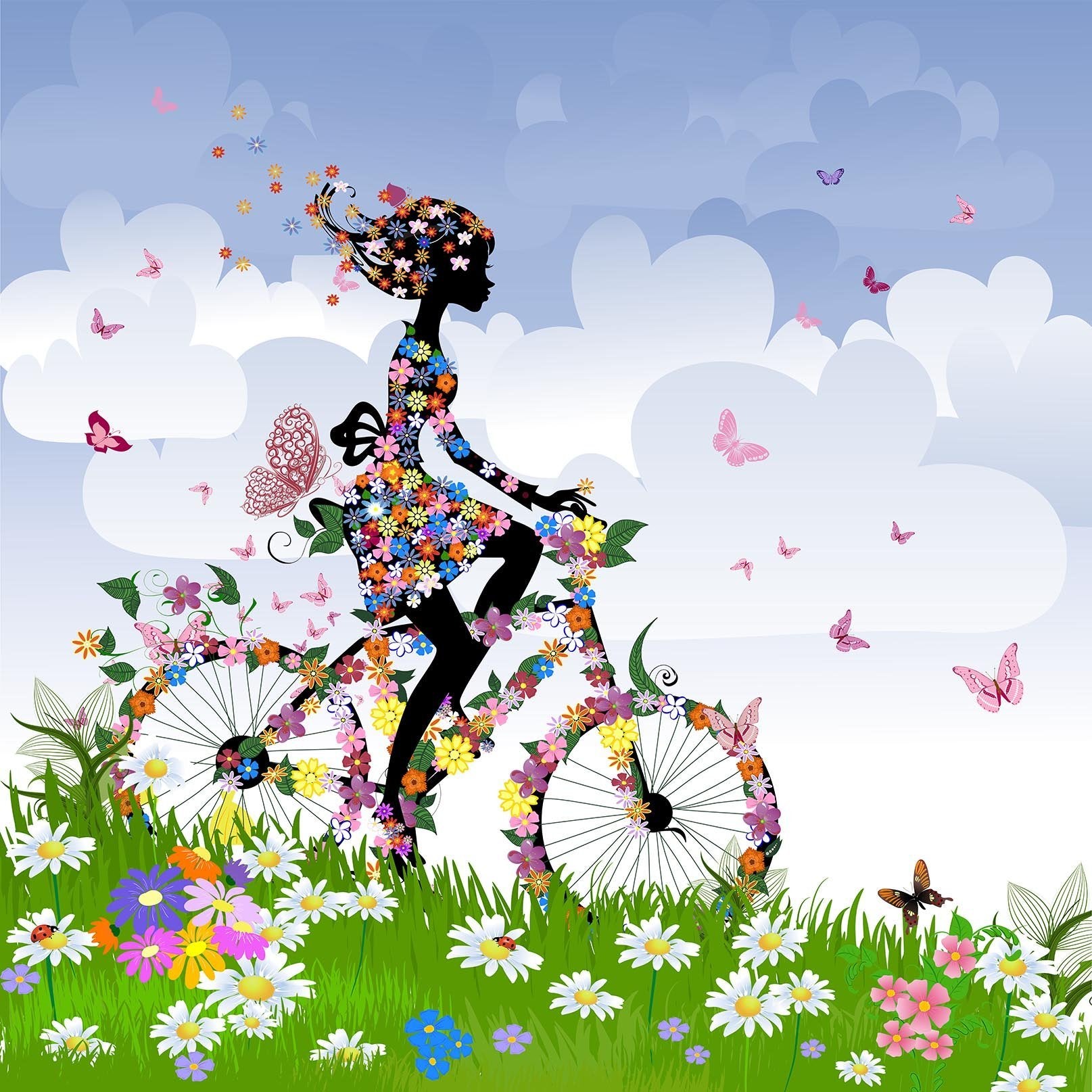 3D Bicycle Girl 125 Shower Curtain 3D Shower Curtain AJ Creativity Home