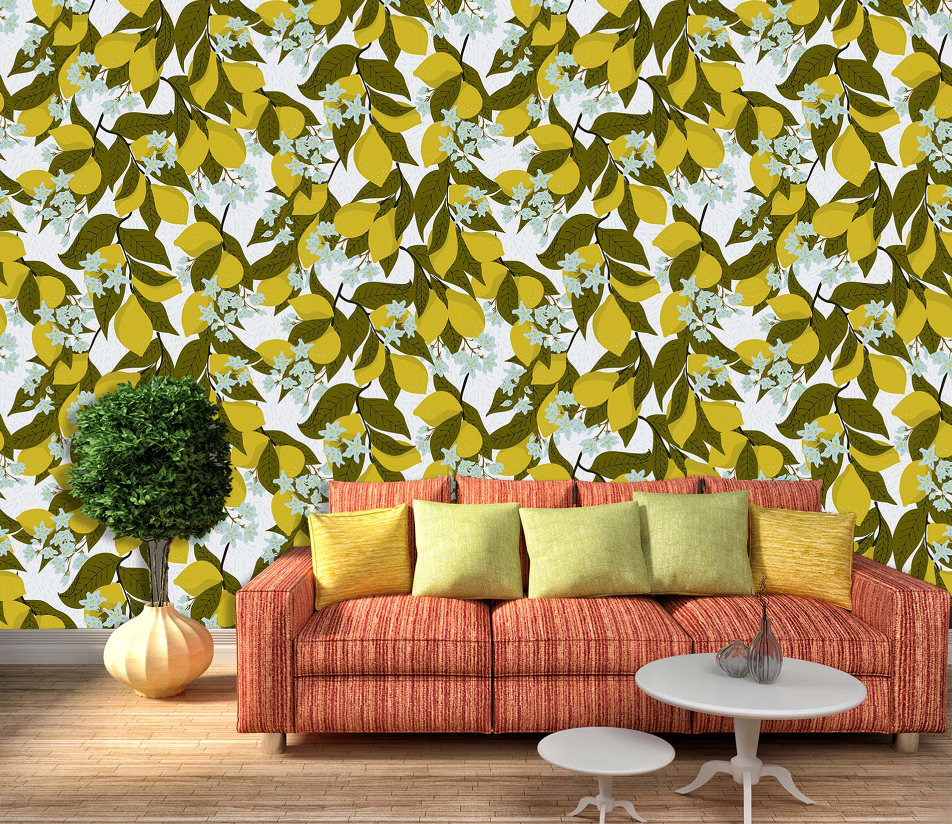 3D Blue Floral Leaves 120106 Kashmira Jayaprakash Wall Mural Wall Murals