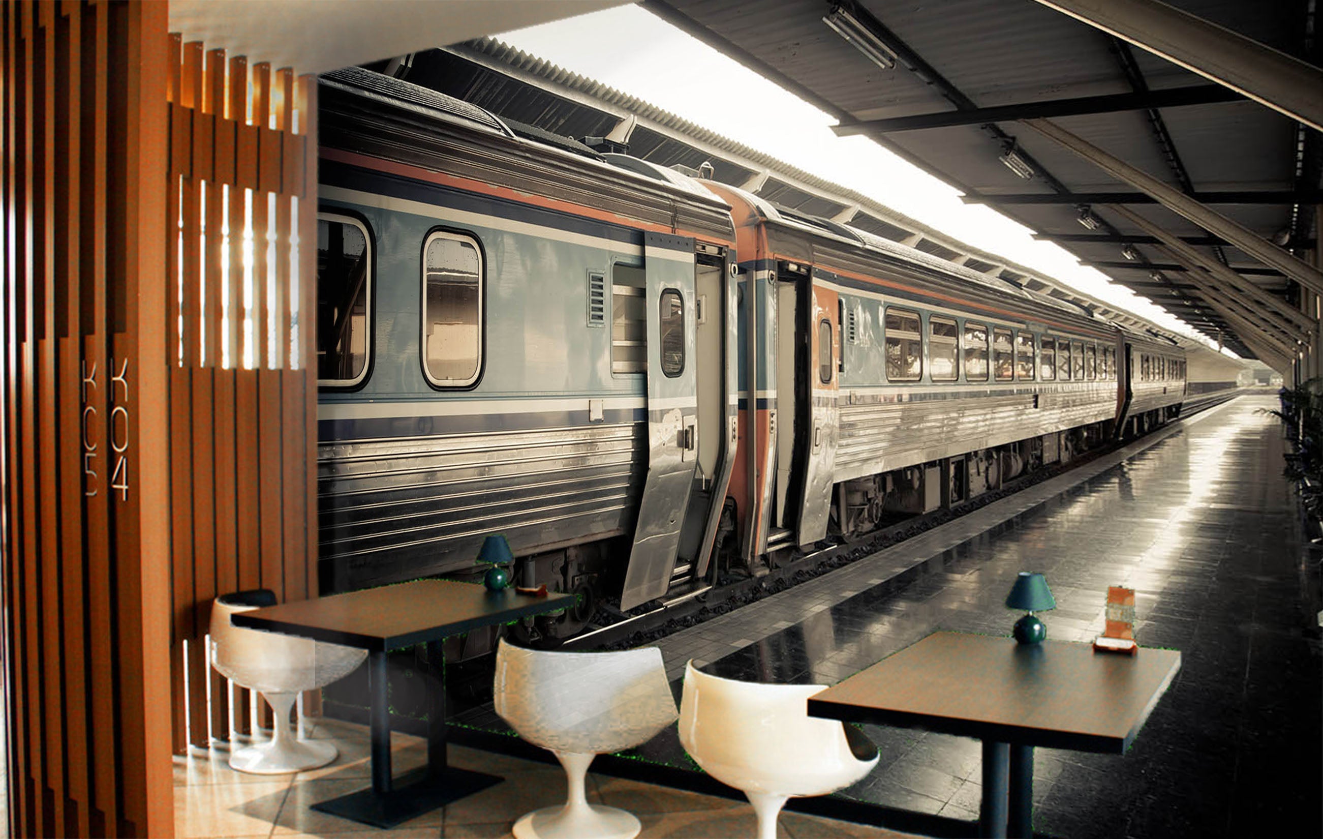 3D Railway Station 295 Vehicle Wall Murals