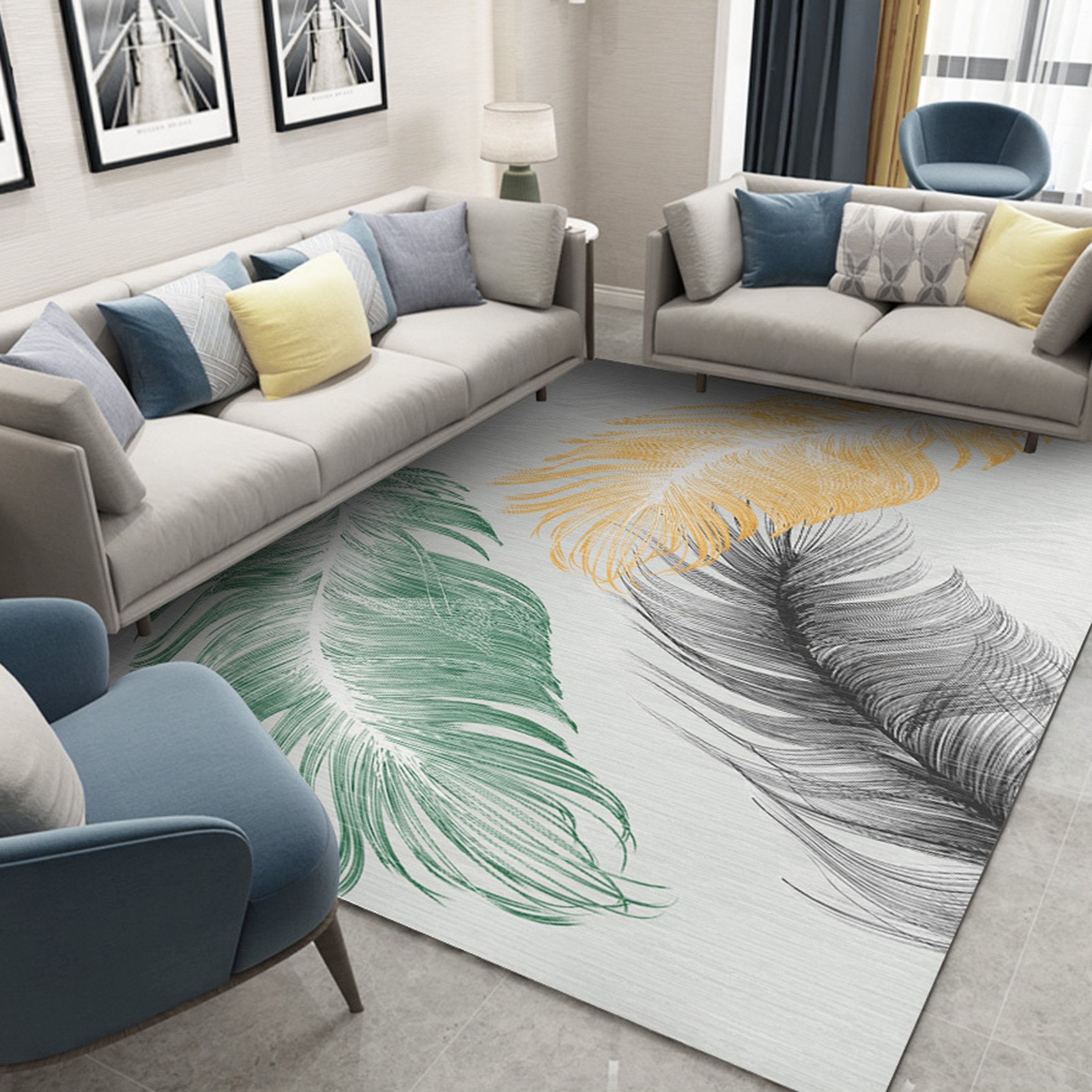 3D Colored Feather WG253 Non Slip Rug Mat Mat AJ Creativity Home