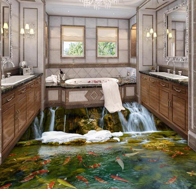 3D Stream And Pond Floor Mural Wallpaper AJ Wallpaper 2