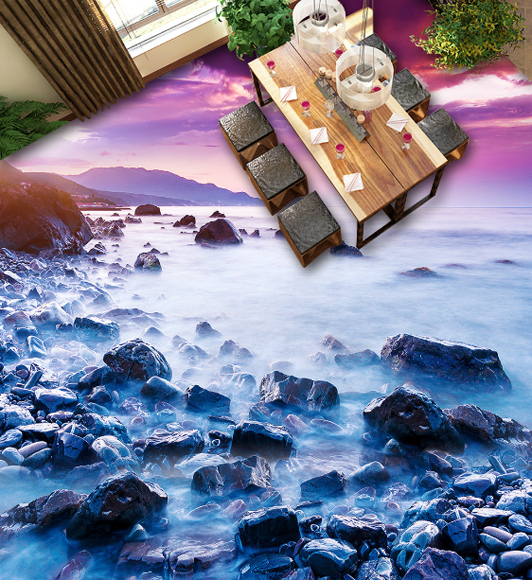 3D Coast Stones Floor Mural Wallpaper AJ Wallpaper 2