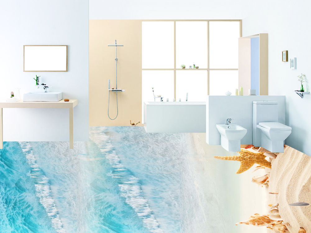 3D Sea Beach 547 Floor Mural Wallpaper Murals Rug & Mat Print Epoxy waterproof bath floor