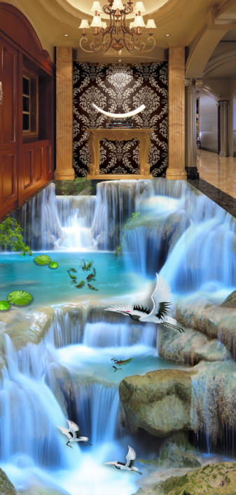 3D Waterfall Shiratori 379 Floor Mural Wallpaper Murals Rug & Mat Print Epoxy waterproof bath floor