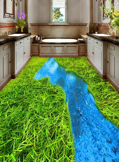 3D Prairie Stream Floor Mural Wallpaper AJ Wallpaper 2