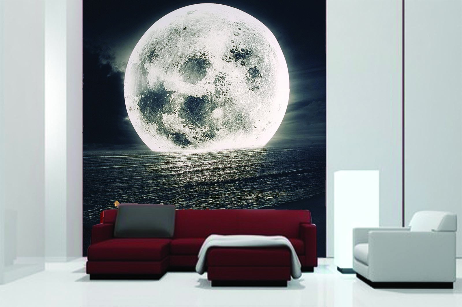 Ocean Full Moon Wallpaper AJ Wallpaper