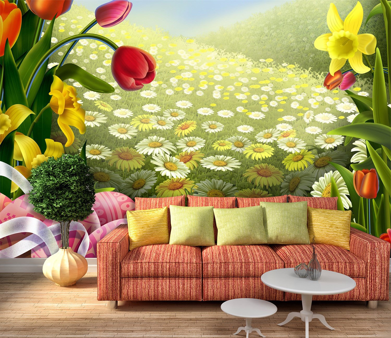 3D Sunshine Flower Manor 787 Wallpaper AJ Wallpaper