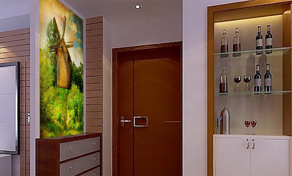 Wooden Windmill Wallpaper AJ Wallpaper