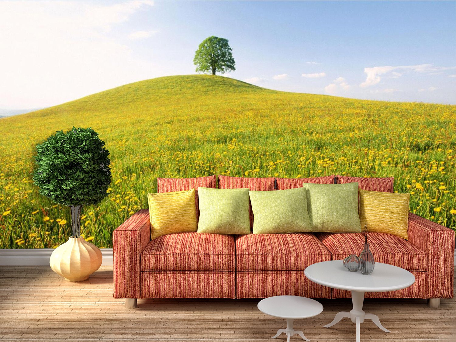 Yellow Flower Lawn And Tree 9 Wallpaper AJ Wallpaper 1