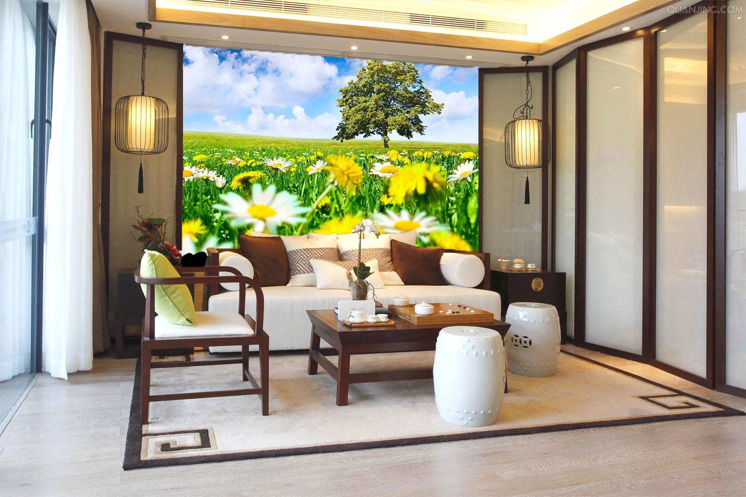 Colored Flowers Field Wallpaper AJ Wallpaper