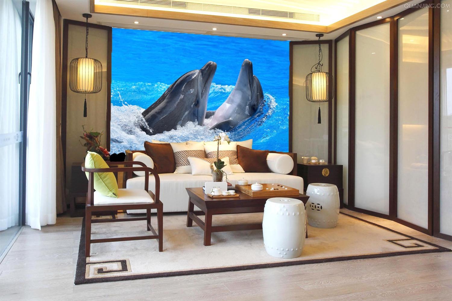 Two Embracing Dolphins Wallpaper AJ Wallpaper