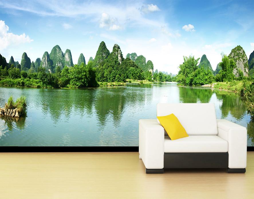 3D Green Hill River 792 Wallpaper AJ Wallpaper