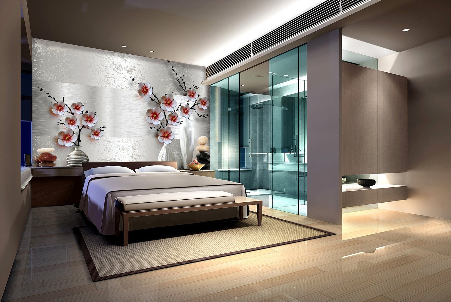 3D Red White Vase Flower 523 Wallpaper AJ Wallpaper