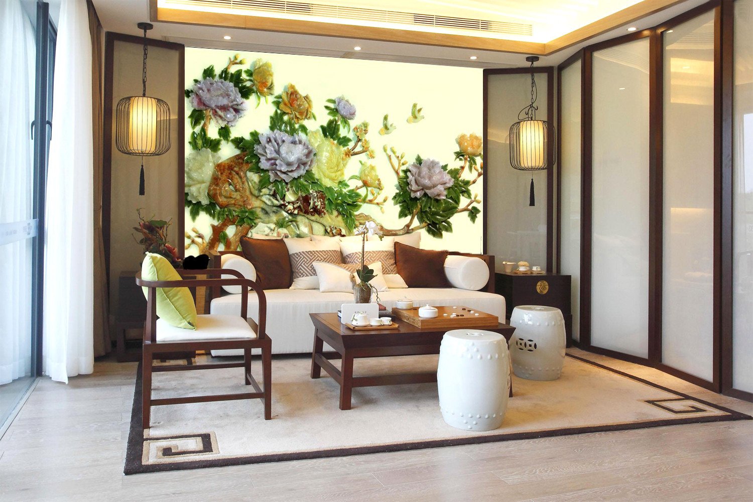 3D Jade carving flower Wallpaper AJ Wallpaper 1