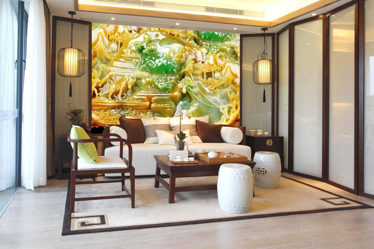 3D Green jade sculpture Wallpaper AJ Wallpaper 1