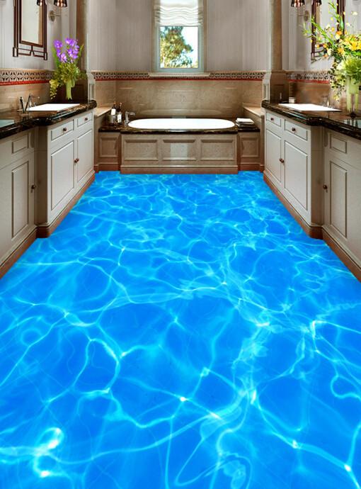 3D Blue Water Floor Mural 475 cm X 475 cm in Heavy duty vinyl Wallpaper AJ Wallpaper 2
