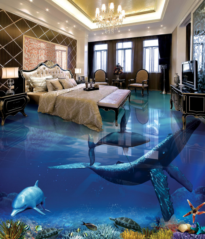 3D Fish Under The Sea 353 Floor Mural Wallpaper Murals Rug & Mat Print Epoxy waterproof bath floor