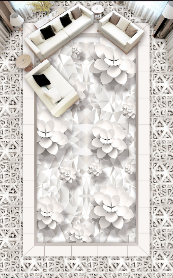 3D Big White Flower 388 Floor Mural Wallpaper AJ Wallpaper 2