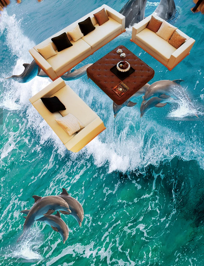 3D Clear Water Dolphin 559 Floor Mural Wallpaper Murals Rug & Mat Print Epoxy waterproof bath floor