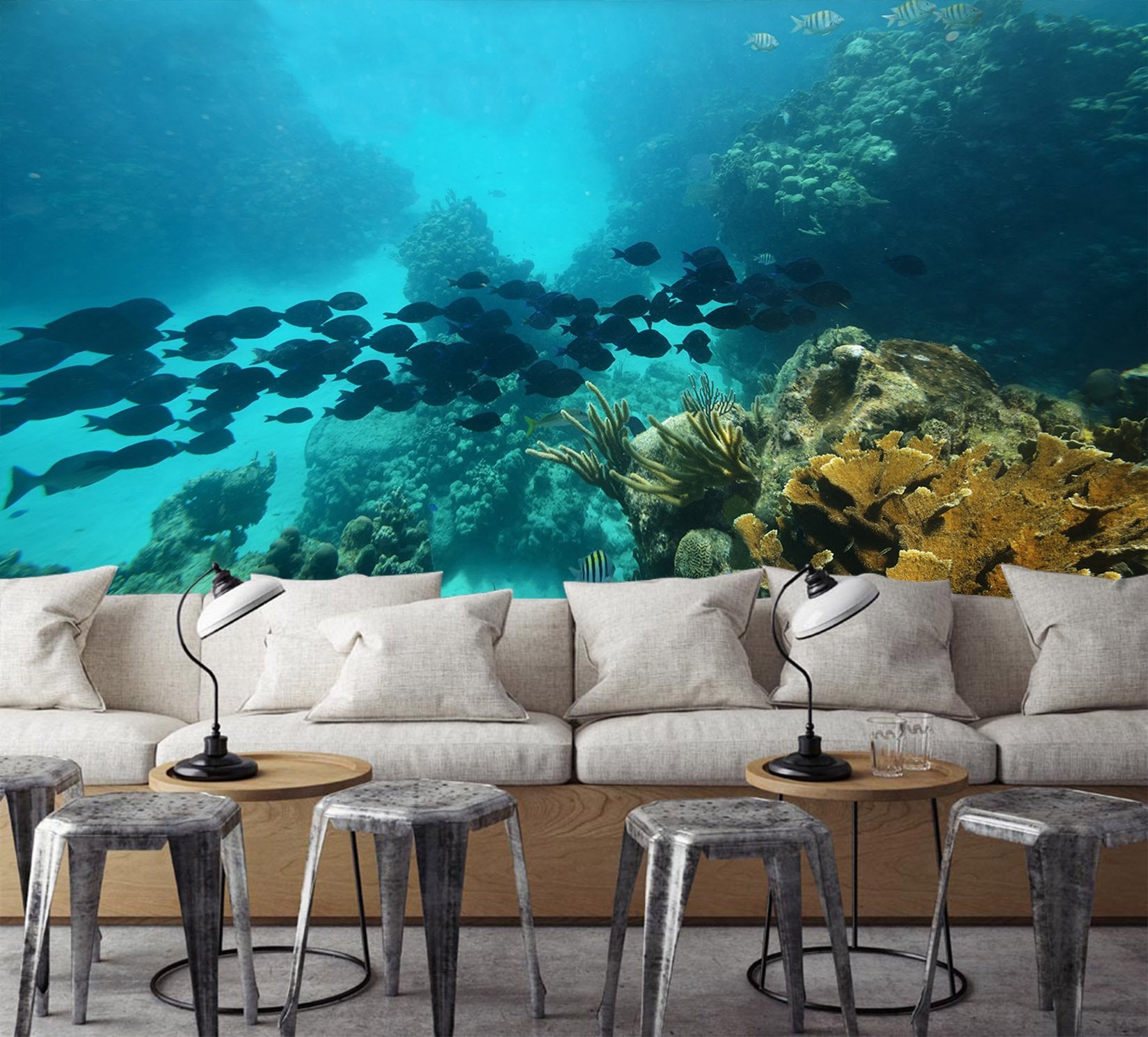 3D Seabed Fish School 696 Wallpaper AJ Wallpaper 2