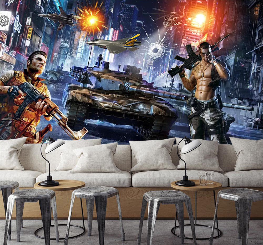 3D Tank Soldier WC634 Wall Murals