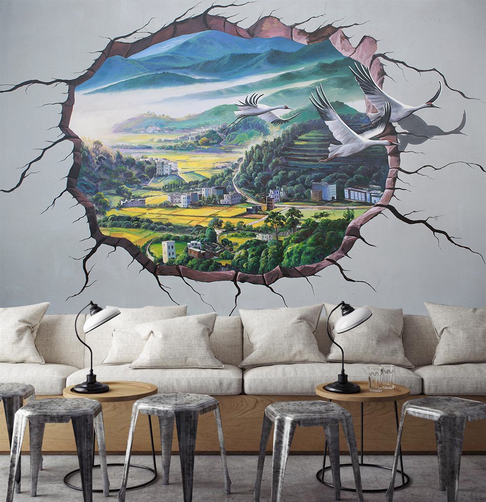 3D Beautiful Crane Village 298 Wallpaper AJ Wallpaper