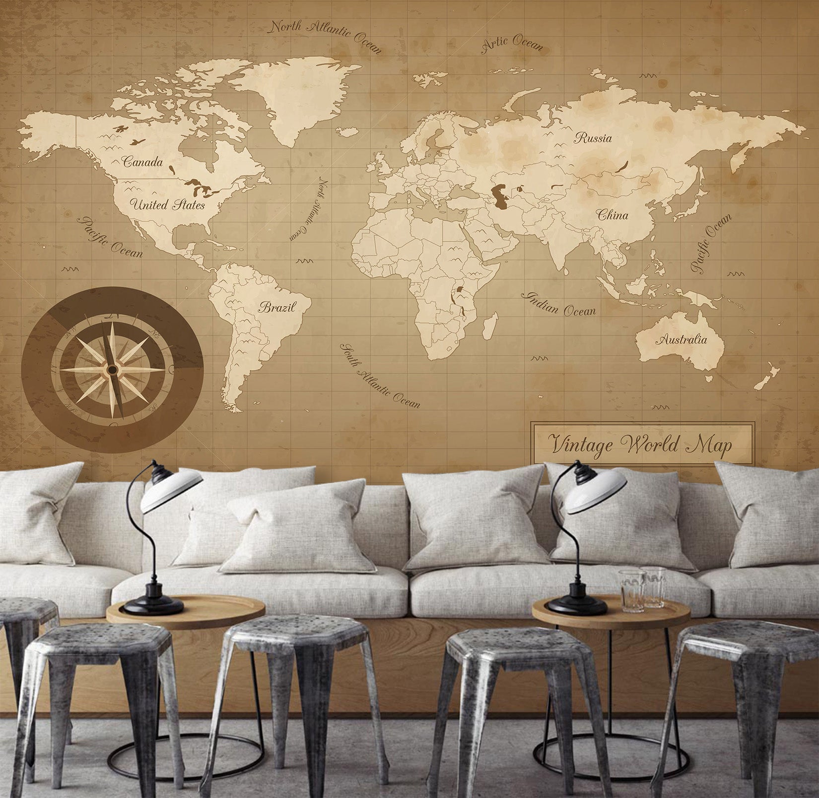3D Color Art 2166 World Map Wall Murals