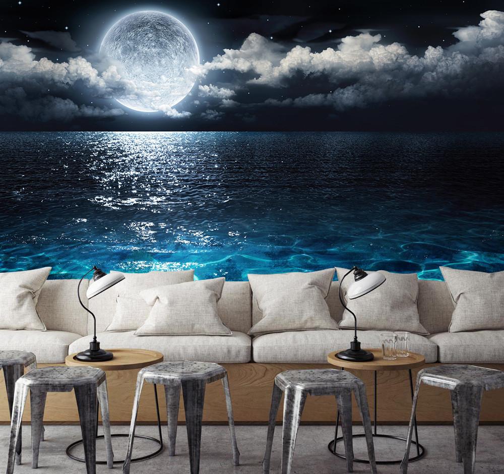 3D Moon Night Ocean 273 Wallpaper AJ Wallpaper