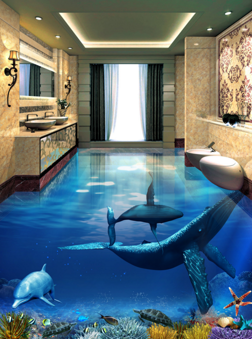 3D Fish Under The Sea 353 Floor Mural Wallpaper Murals Rug & Mat Print Epoxy waterproof bath floor
